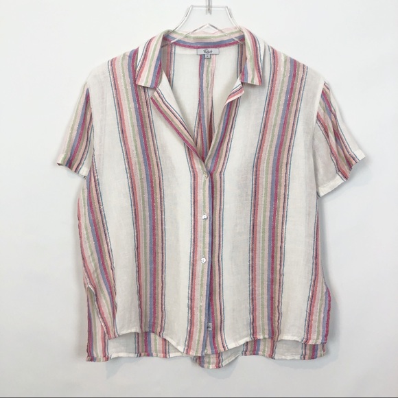 Rails Zuma Havana Stripe Metallic Button Down S - Picture 1 of 8